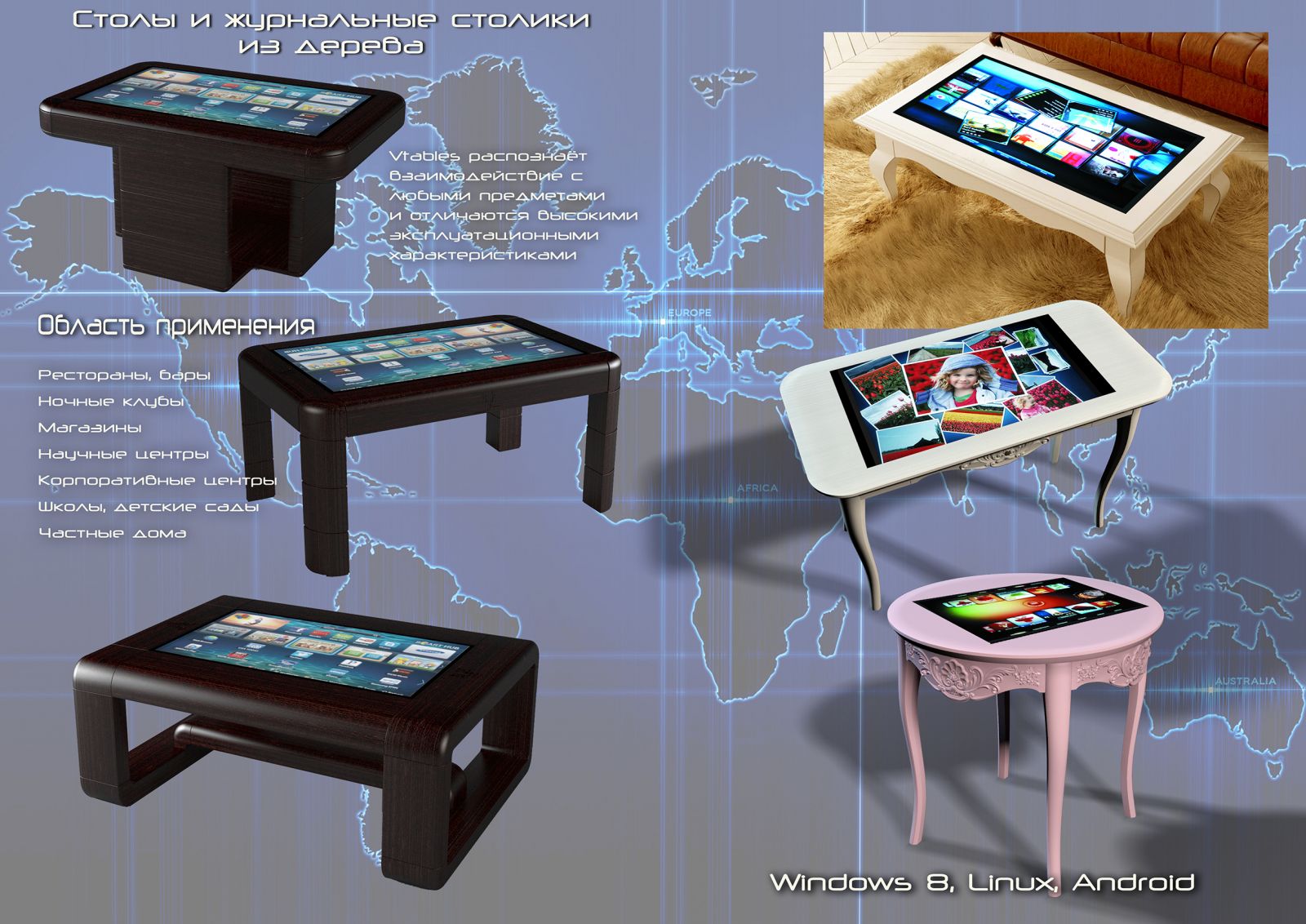 Где можно применить интерактивные столы